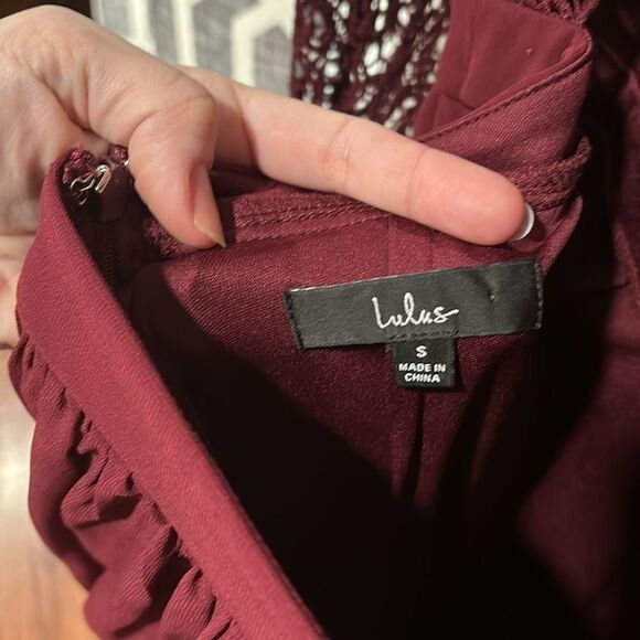 Lulus Awaken My Love Burgundy Long Sleeve Lace Maxi Dress Size Small - Picture 3 of 7